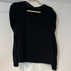 Black Shimery Puff Sleeve Sweatshirt